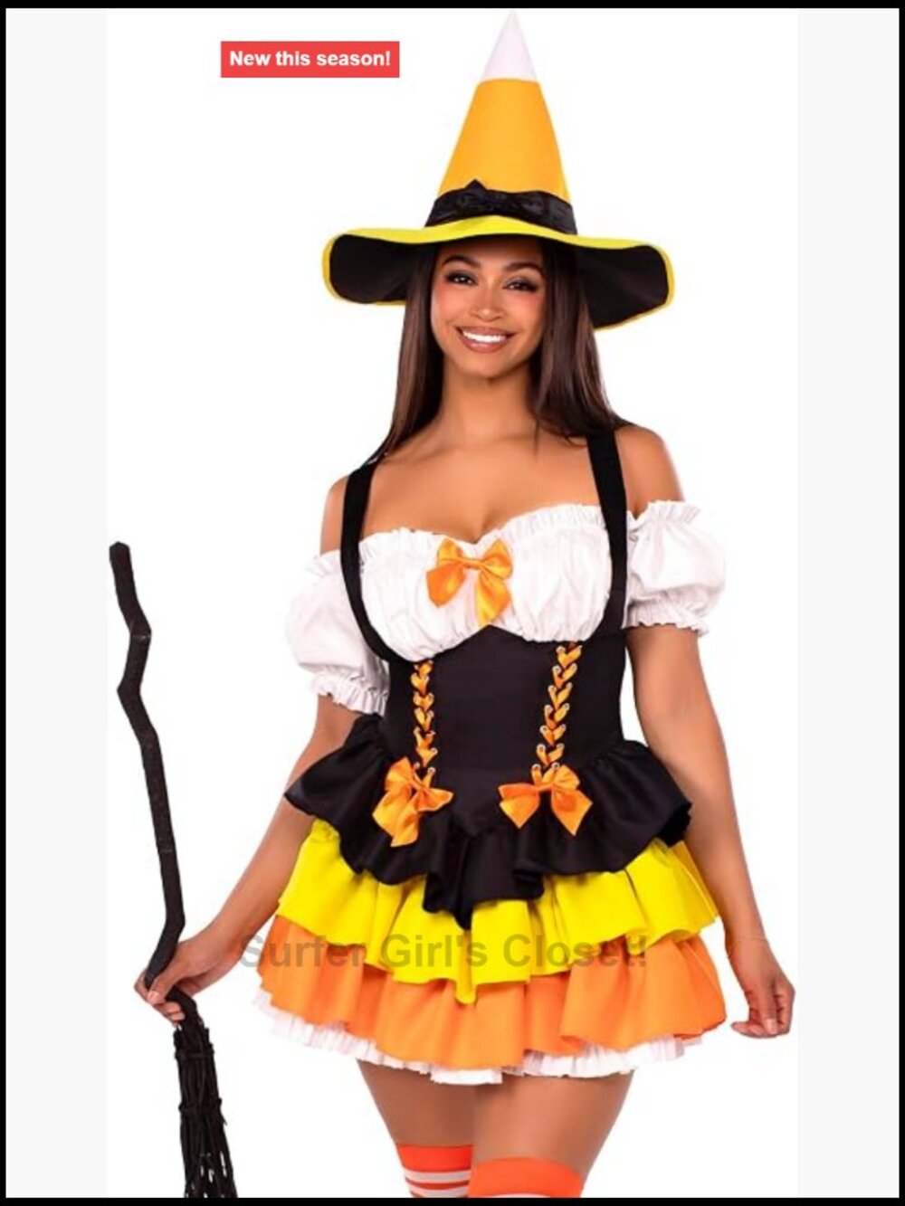 Sexy Witch Costume 2pc with Tiered Skirt and Hat Halloween